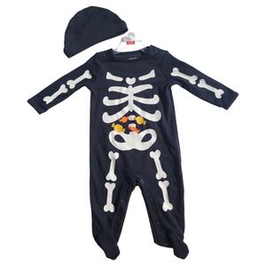 Carter's Skeleton Footie with Matching Hat NWT